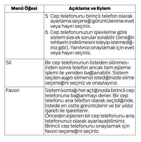 Ford Courier bluetooth eşleştirme