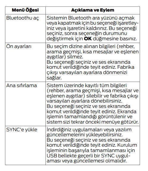 Ford Courier bluetooth eşleştirme