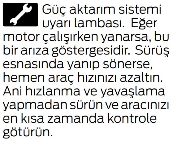 Ford Transit arıza anahtar işareti